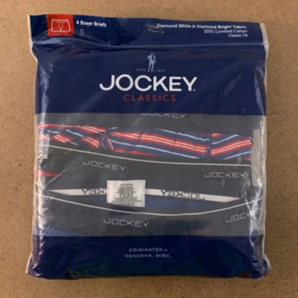 Jockey Classics Mens Lot Of 4 Boxer Briefs Blue Striped Classic Fit S 28-30 New